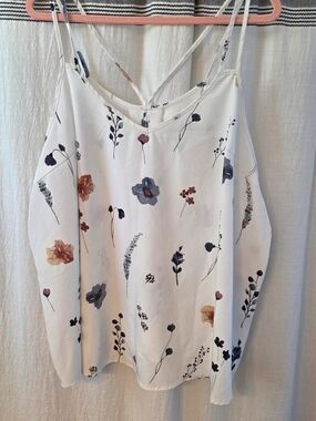 SHEIN White Floral Spaghetti-Strap Cami with Multicolor Blooms